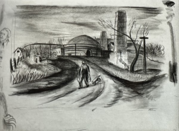 "Man and Dog Walking on the Road" named by CLL by Fred Shane, Image 1.
