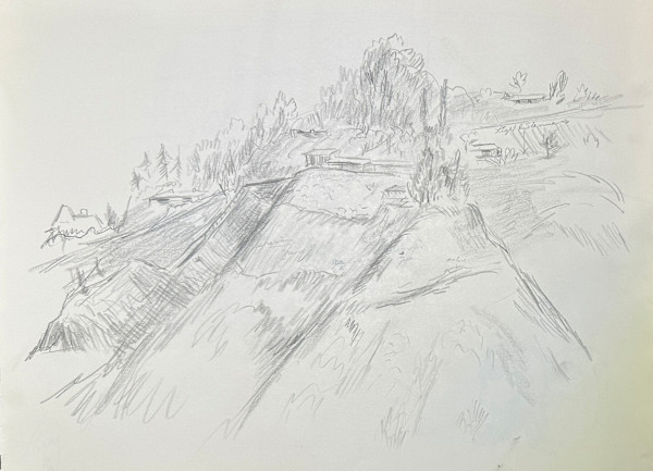 "Rough Sketch of Houses on a Cliff" named by CLL by Fred Shane, Image 1.