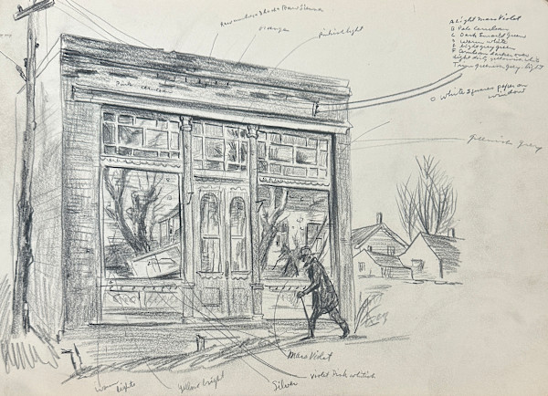 "Old Store, Rockport, Sketch for Painting" named by CLL by Fred Shane, Image 1.