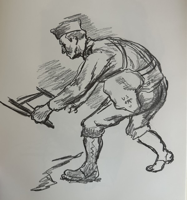 "Army Medicine, Sketch for 'Litter Bearers' (tempera, oil-resin painting)" by Fred Shane, Image 1.