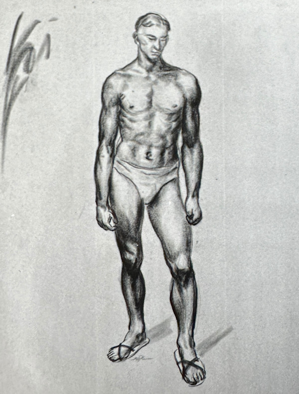 "Figure Drawing: Standing Man in his Skivvies and Sandals" named by CLL by Fred Shane, Image 1.