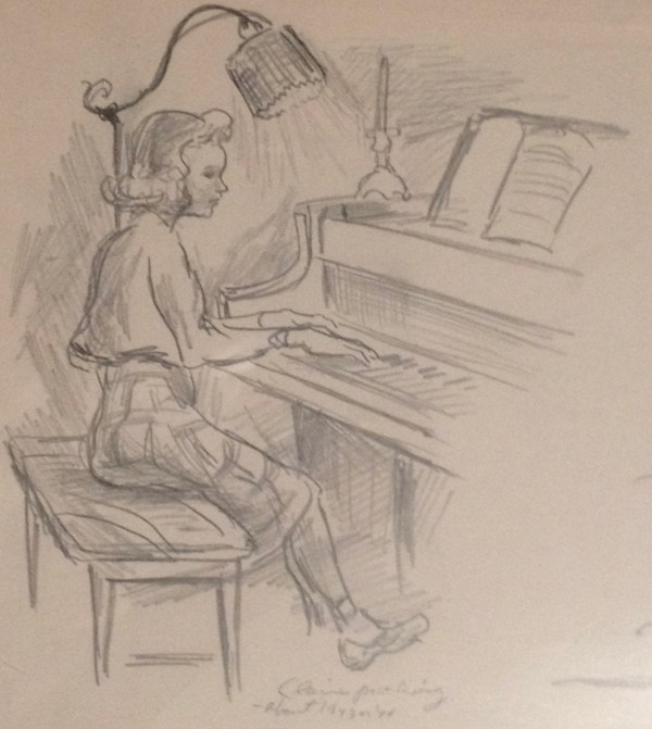 "Claire Shane Practicing the Piano: FS's Daughter" named by CLL by Fred Shane, Image 1.