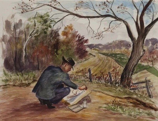 "Lawrence Adams Sketching" by Fred Shane, Image 1.