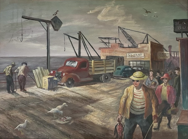 "Santa Monica Pier, Clark's" painting, named by CLL by Fred Shane, Image 1.