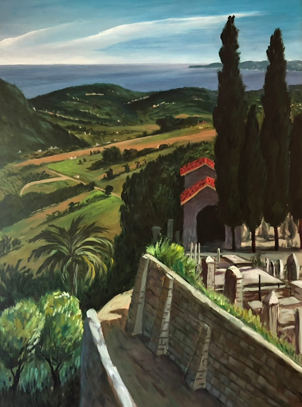 "St. Paul de Vence: View of the Cemetery" named by CLL aka "Looking South from St. Paul de Vence" by Fred Shane, Image 1.