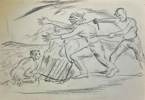 "Blind Man's Bluff, Sketch with a Trip Wire" named by CLL by Fred Shane, Image 1.