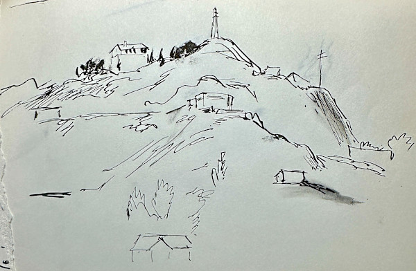 "Mountain with Power Lines, Rough Sketch" by Fred Shane, Image 1.