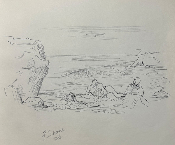 "Two Figures Reclining on the Beach" named by CLL by Fred Shane, Image 1.