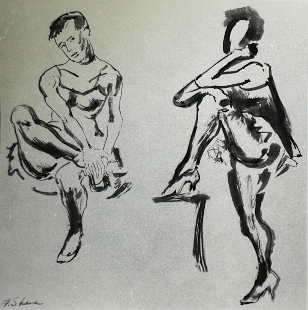 "Figure Drawing: Ballet Dancers" aka "Dancer in Two Poses" namce by CLL by Fred Shane, Image 1.
