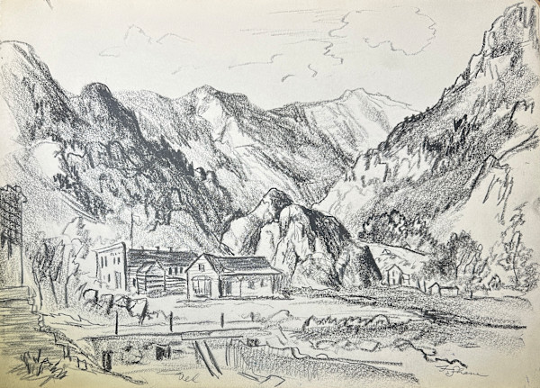 "Mountain Valley with Houses" named by CLL by Fred Shane, Image 1.