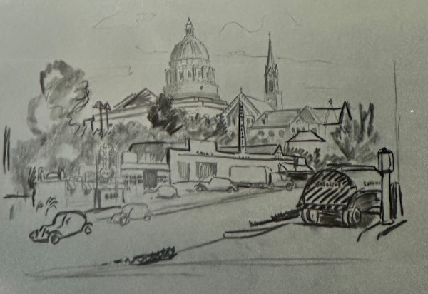 "Jefferson City Capitol Building and St. Peter's Spire" named by CLL by Fred Shane, Image 1.
