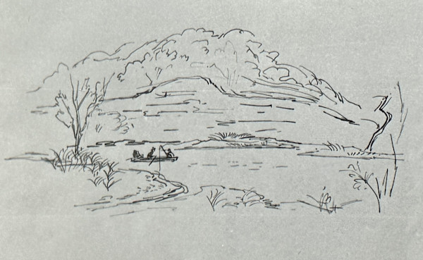 "Two Distant Fisherman on a Lake" named by CLL by Fred Shane, Image 1.