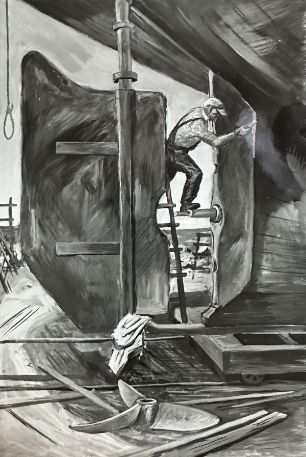 "Rudder of a Purse Seiner" aka "Shipwright, The" named by CLL by Fred Shane, Image 1.