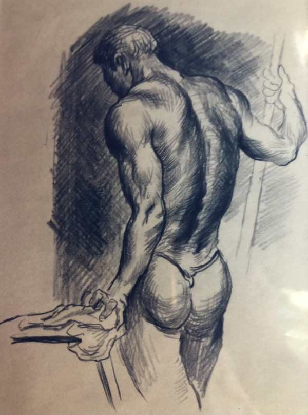 "Figure Drawing: 1/4 View of Male Nude" named by CLL by Frederick Emmanuel  Shane aka "Fred Shane", Image 1.