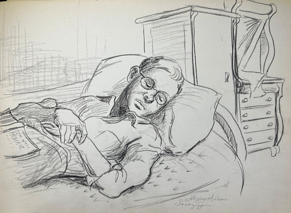 "Larry Adams Snoozing" by Fred Shane, Image 1.