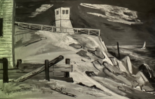 "Coastal Scene with a Lifeguard Tower" named by CLL by Fred Shane, Image 1.