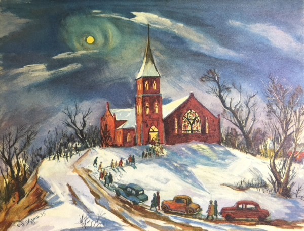 "Winter Landscape Going to Church" named by CLL by Frederick Emmanuel  Shane aka "Fred Shane", Image 1.