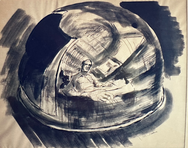 "Self Portrait in a Ship's Binnacle Cover" aka "Captive in Globe" by Fred Shane, Image 1.
