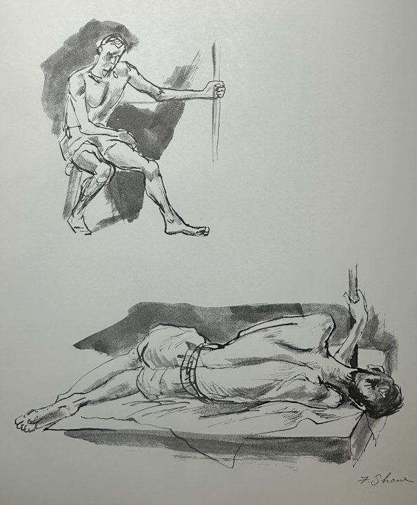 "Figure Study: Man in Two Poses, Lying Down and Sitting" named by CLL by Fred Shane, Image 1.