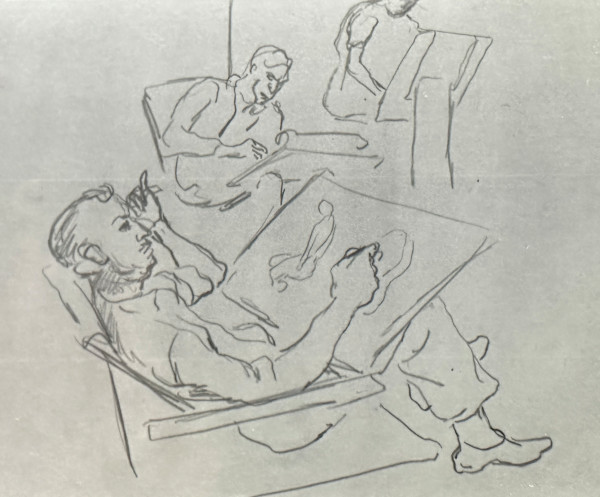 "Three Artists Sketching"  named by CLL by Fred Shane, Image 1.
