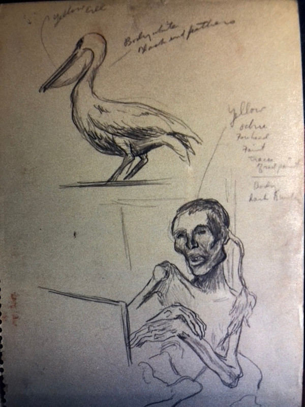 "Curio Shop - The Mummified Indian"  sketch for the Mummy, named by CLL by Fred Shane, Image 1.