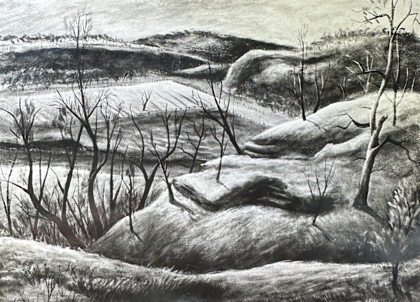 "Landscape: Rolling Hills with Bare Trees" named by CLL by Fred Shane, Image 1.