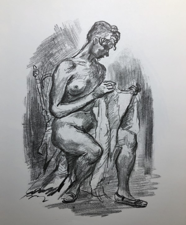 "Figure Study: Woman Seated with Cloth" named by CLL by Fred Shane, Image 1.