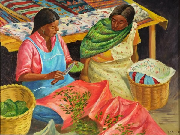 "Shredding Cactus, Native Indian Market, Mexico" aka "Mexican Market: Prickly Pear" named by CLL by Fred Shane, Image 1.