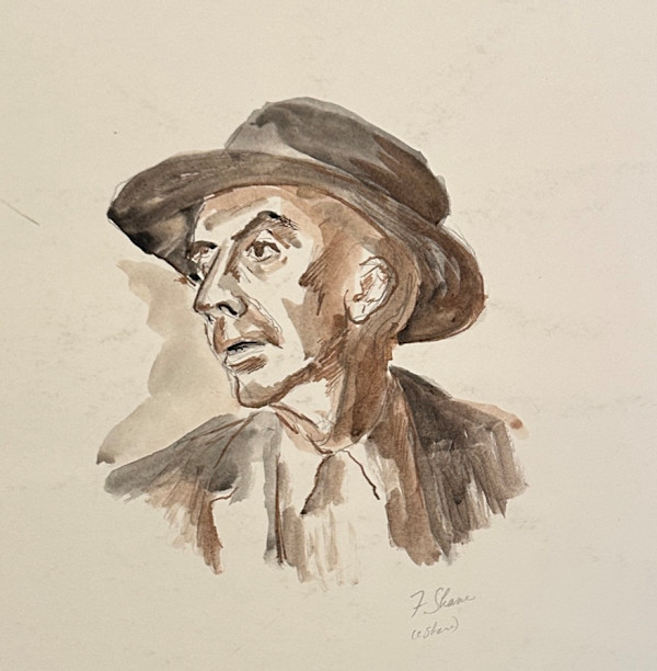 "Portrait Study, Man in a Hat Gazing to His Right" named by CLL by Fred Shane, Image 1.