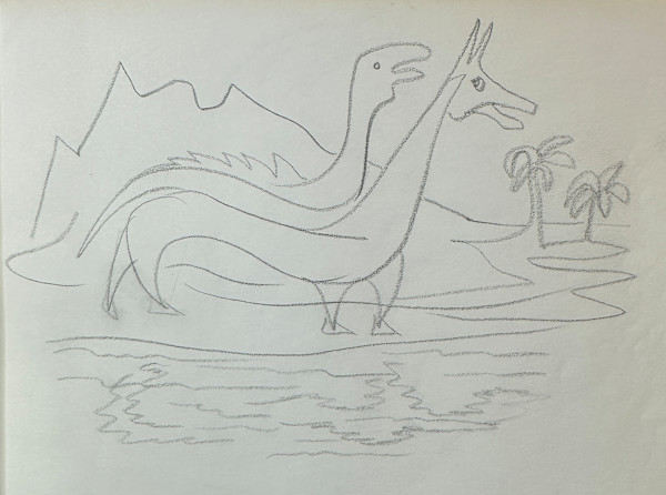 "Two Dinosaurs: Automatic Drawing" named by CLL by Fred Shane, Image 1.