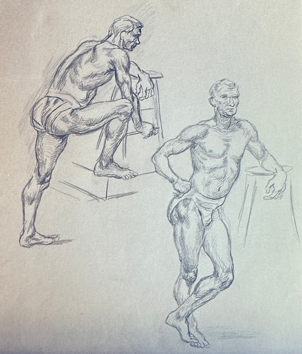 "Figure Study: Two Standing Poses" named by CLL by Fred Shane, Image 1.
