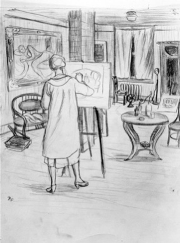 "Kansas City Studio" aka "Kansas City Studio, Woman Drawing" named by CLL by Fred Shane
