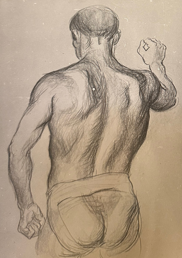 “Figure Study: Male Nude from Behind with Clenched Fists” named by CLL by Fred Shane, Image 1.