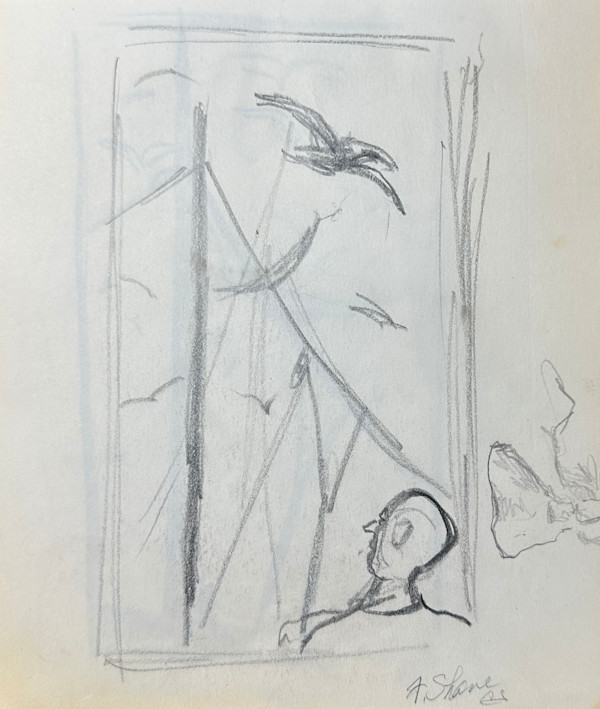 "Man with Seagulls, Initial Sketch" named by CLL by Fred Shane, Image 1.