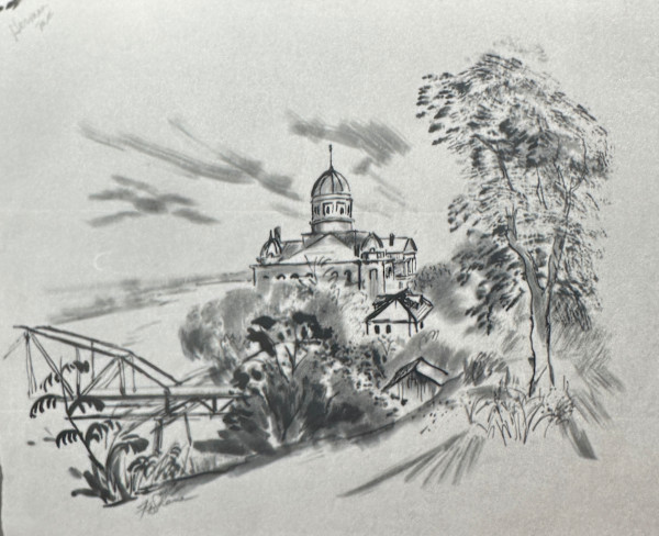 "Jefferson City Capitol Building with a Bridge on the Left" named by CLL by Fred Shane, Image 1.