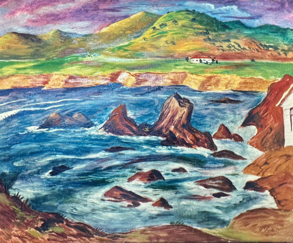 "Coastal Scene with Land and House in Distance" named by CLL by Fred Shane, Image 1.