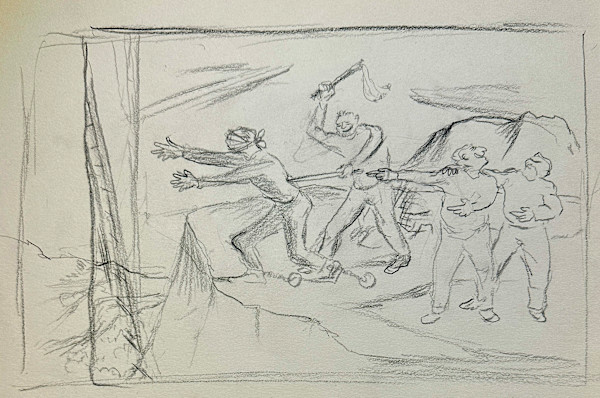 "Blind Man's Bluff, Sketch" named by CLL by Fred Shane, Image 1.