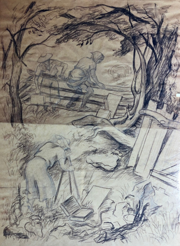 "Lady Artists" - Sketch for painting by Fred Shane, Image 1.