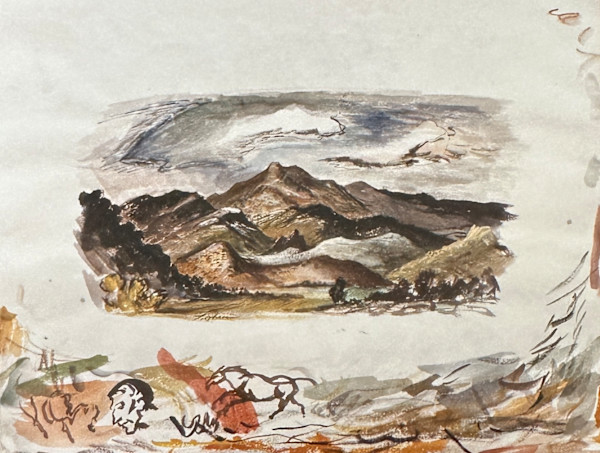 "Mountain Landscape with a Horse and a Head on the Lower Border" named by CLL by Fred Shane, Image 1.