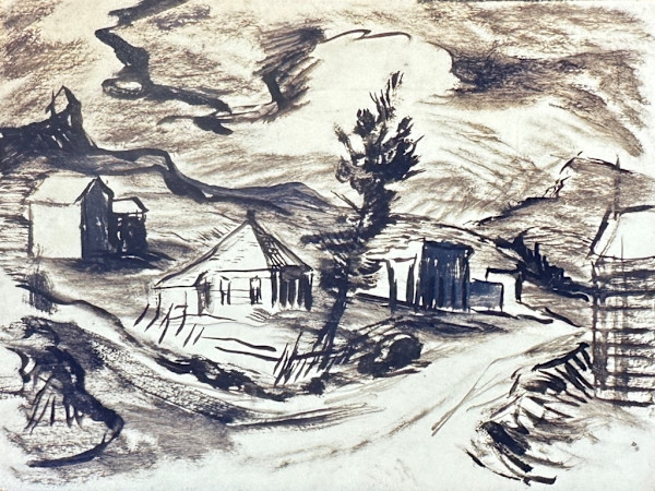 "Houses and a Road, sketch" named by CLL by Fred Shane, Image 1.