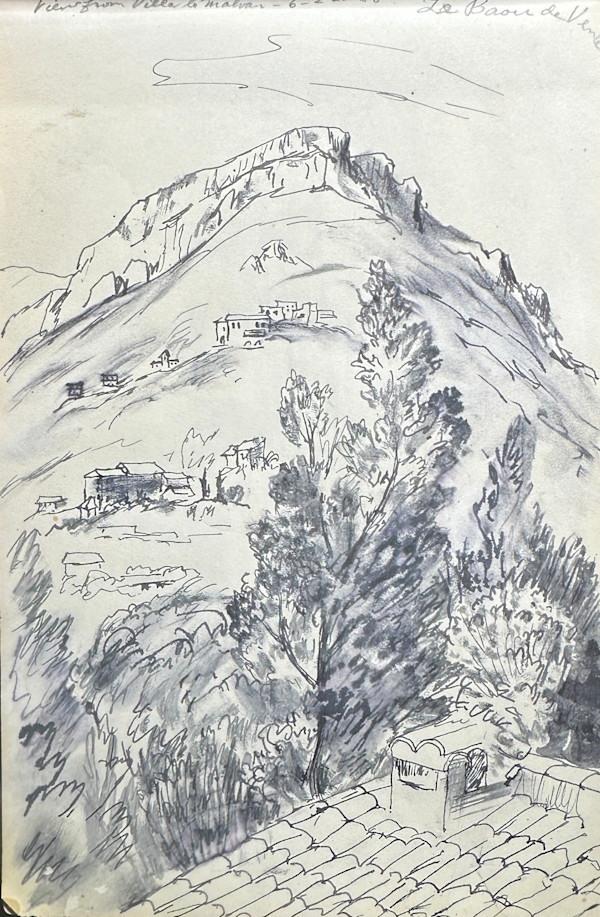 "View from Villa le Malvan - La Baou de Vence, sketch" by Fred Shane, Image 1.
