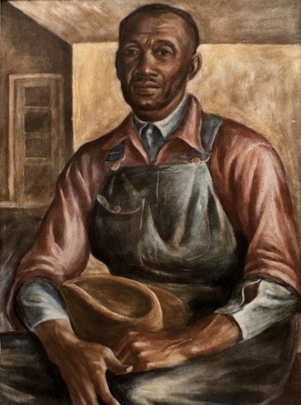 "Portrait of Seated Man with Hat in Lap" named by CLL by Fred Shane, Image 1.