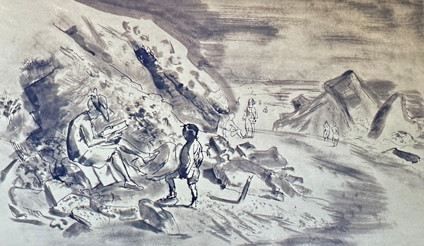 "Woman and a Boy at the Beach" by Fred Shane, Image 1.