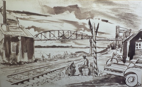 "Two Men by the Tracks under the Bridge" named by CLL by Fred Shane, Image 1.