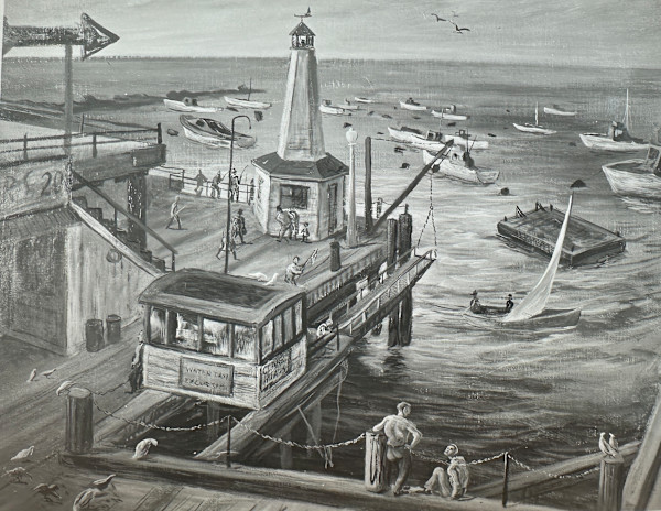 "Pier, Water Taxi and Lighthouse" named by CLL by Fred Shane, Image 1.