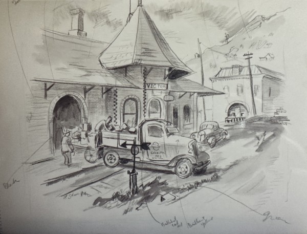 "Loading the Truck" sketch, named by CLL by Fred Shane, Image 1.