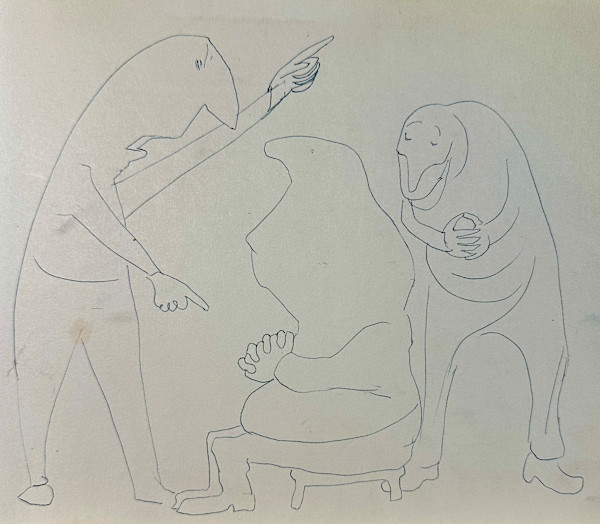 "Obtuse, Obdurate, Obsequious" sketch by Fred Shane, Image 1.