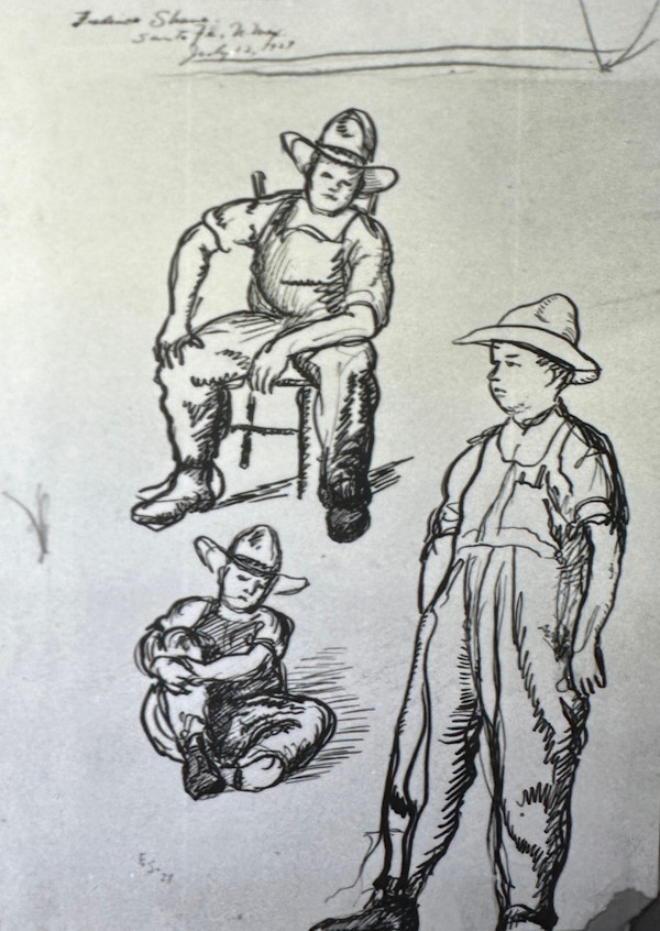 "Figure Study: Young Boy in Overalls in Santa Fe, NM" by Fred Shane, Image 1.