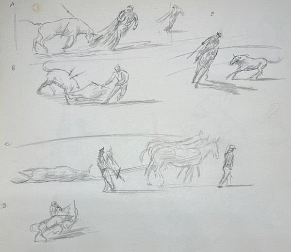 "Vignettes: Sketches of a Bull Fight, Page 1" named by CLL by Fred Shane, Image 1.