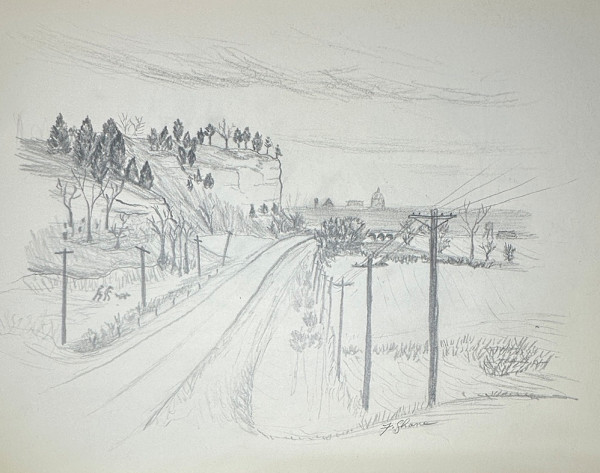 "Road to the City with Telephone Poles" named by CLL by Fred Shane, Image 1.